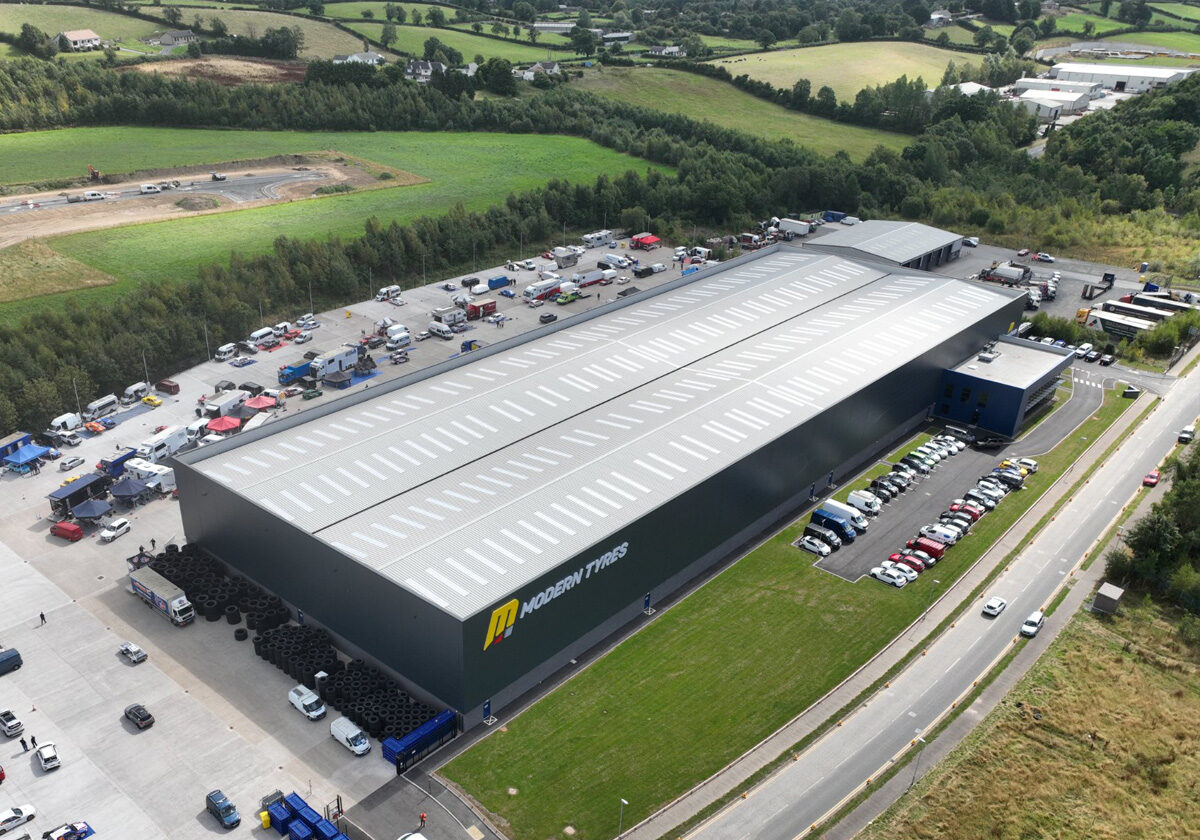 Aerial view of the Modern Tyres wholesale warehouse
